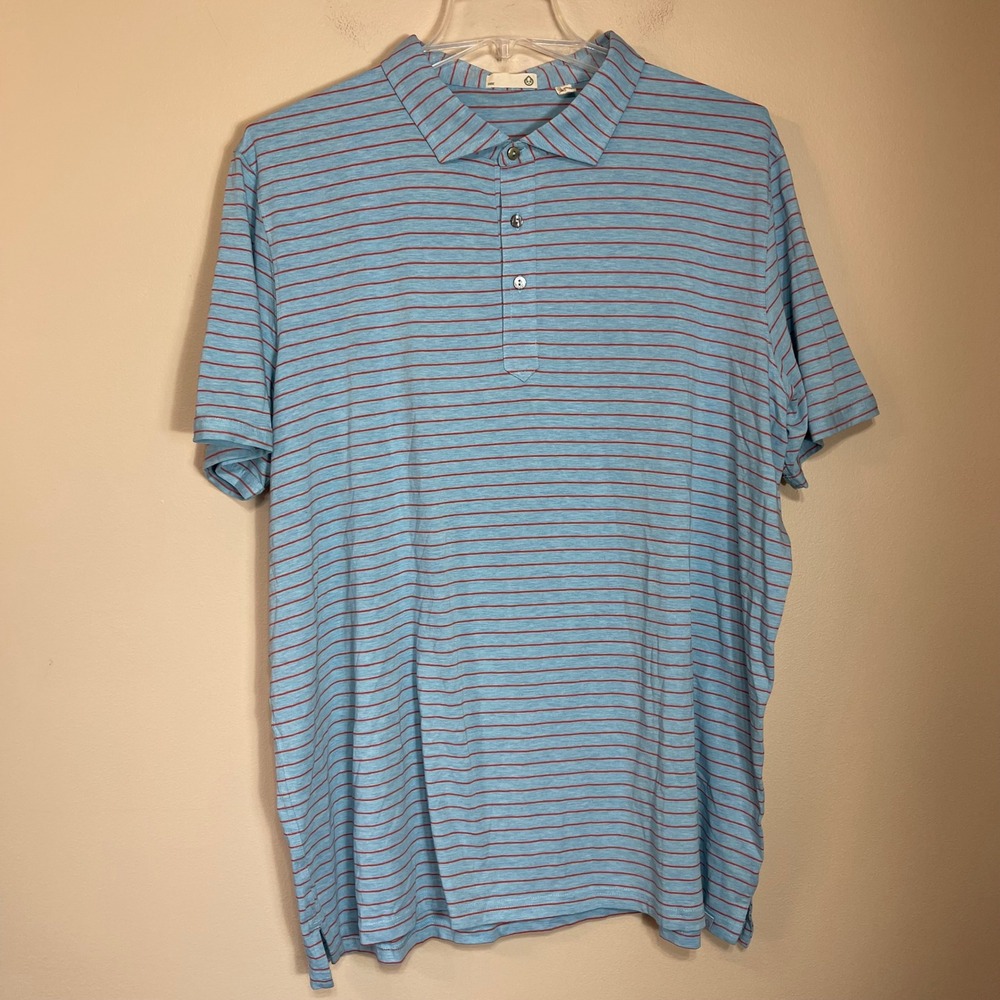 Tasc Performance Mens 3XL Blue Orange Striped Bamboo Cotton Polo Shirt TM723